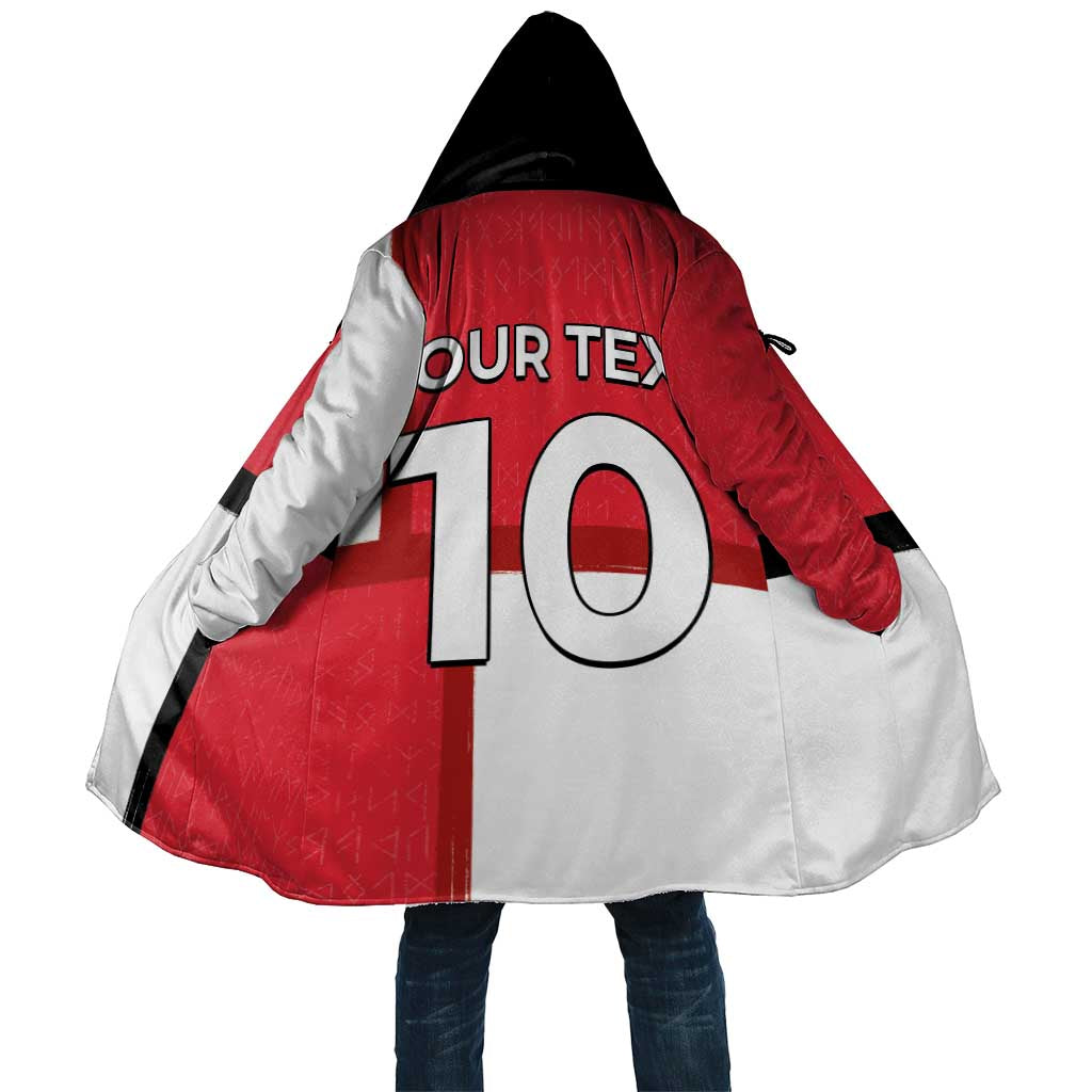 Custom Denmark Football Cloak White Grunge Line and Rune Inspired Sporty Style