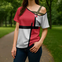 Custom Denmark Football Cross Shoulder Shirt White Grunge Line and Rune Inspired Sporty Style