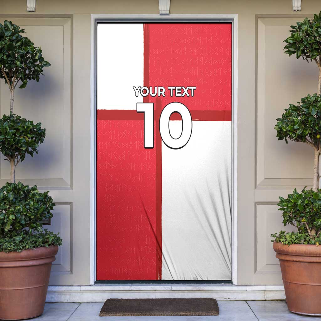 Custom Denmark Football Door Cover White Grunge Line and Rune Inspired Sporty Style