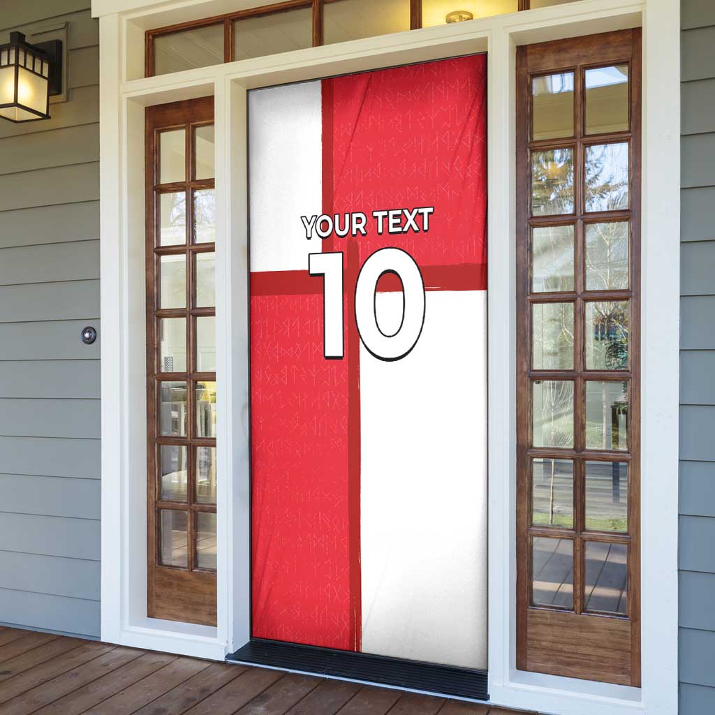Custom Denmark Football Door Cover White Grunge Line and Rune Inspired Sporty Style