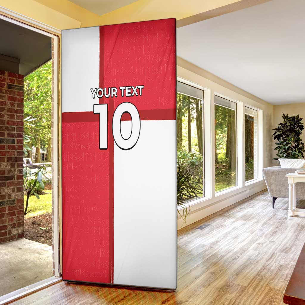 Custom Denmark Football Door Cover White Grunge Line and Rune Inspired Sporty Style