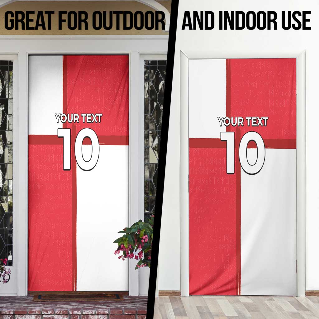 Custom Denmark Football Door Cover White Grunge Line and Rune Inspired Sporty Style