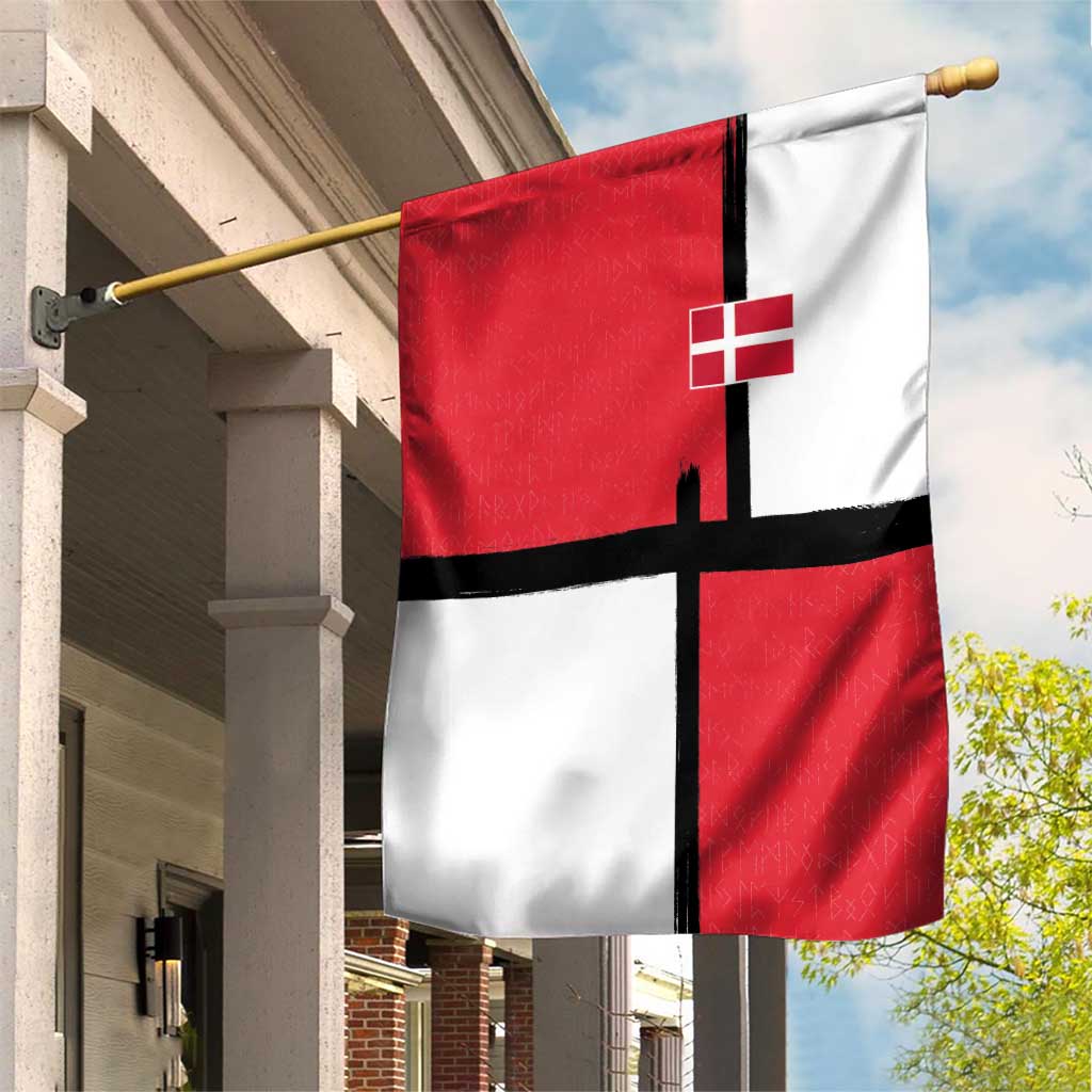 Denmark Football Garden Flag White Grunge Line and Rune Inspired Sporty Style