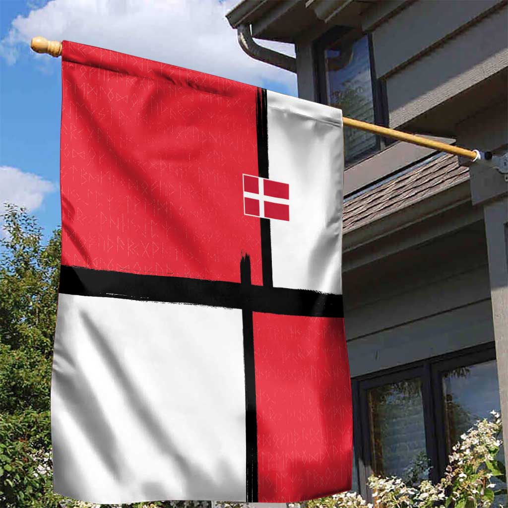 Denmark Football Garden Flag White Grunge Line and Rune Inspired Sporty Style