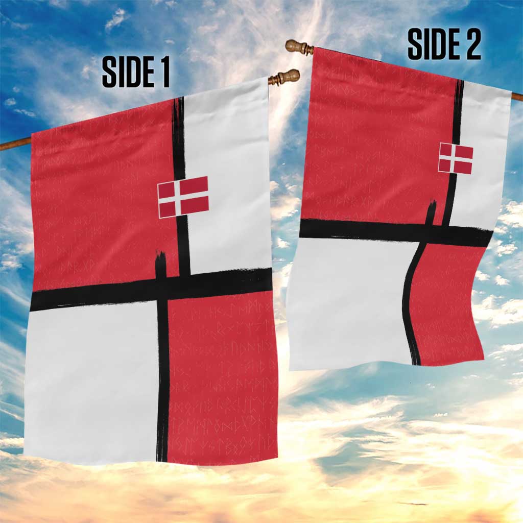 Denmark Football Garden Flag White Grunge Line and Rune Inspired Sporty Style