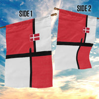 Denmark Football Garden Flag White Grunge Line and Rune Inspired Sporty Style