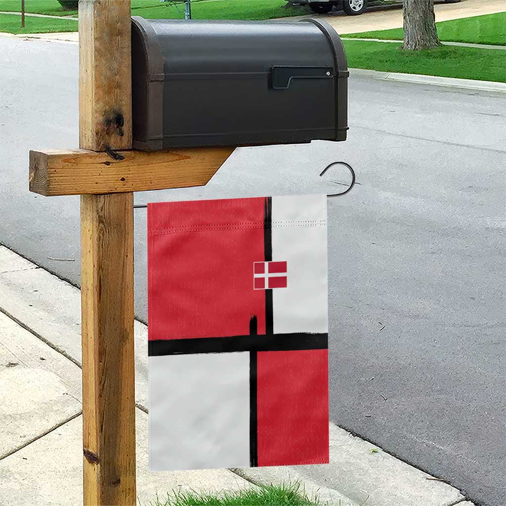 Denmark Football Garden Flag White Grunge Line and Rune Inspired Sporty Style