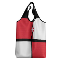 Denmark Football Grocery Bag White Grunge Line and Rune Inspired Sporty Style