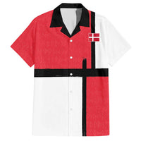 Custom Denmark Football Hawaiian Shirt White Grunge Line and Rune Inspired Sporty Style