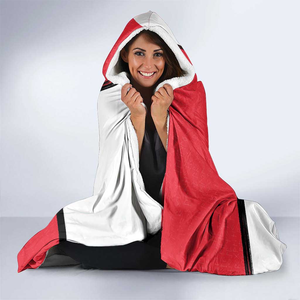 Denmark Football Hooded Blanket White Grunge Line and Rune Inspired Sporty Style
