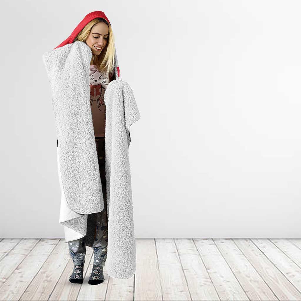 Denmark Football Hooded Blanket White Grunge Line and Rune Inspired Sporty Style