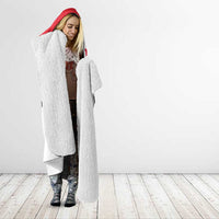Denmark Football Hooded Blanket White Grunge Line and Rune Inspired Sporty Style