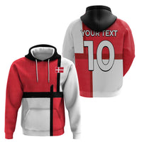 Custom Denmark Football Hoodie White Grunge Line and Rune Inspired Sporty Style