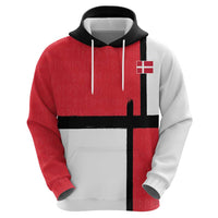 Custom Denmark Football Hoodie White Grunge Line and Rune Inspired Sporty Style