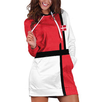 Custom Denmark Football Hoodie Dress White Grunge Line and Rune Inspired Sporty Style