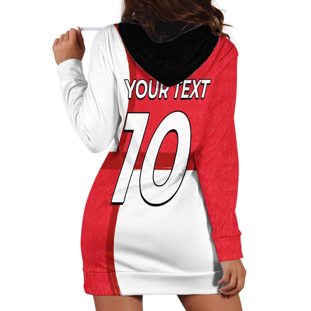 Custom Denmark Football Hoodie Dress White Grunge Line and Rune Inspired Sporty Style