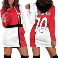 Custom Denmark Football Hoodie Dress White Grunge Line and Rune Inspired Sporty Style