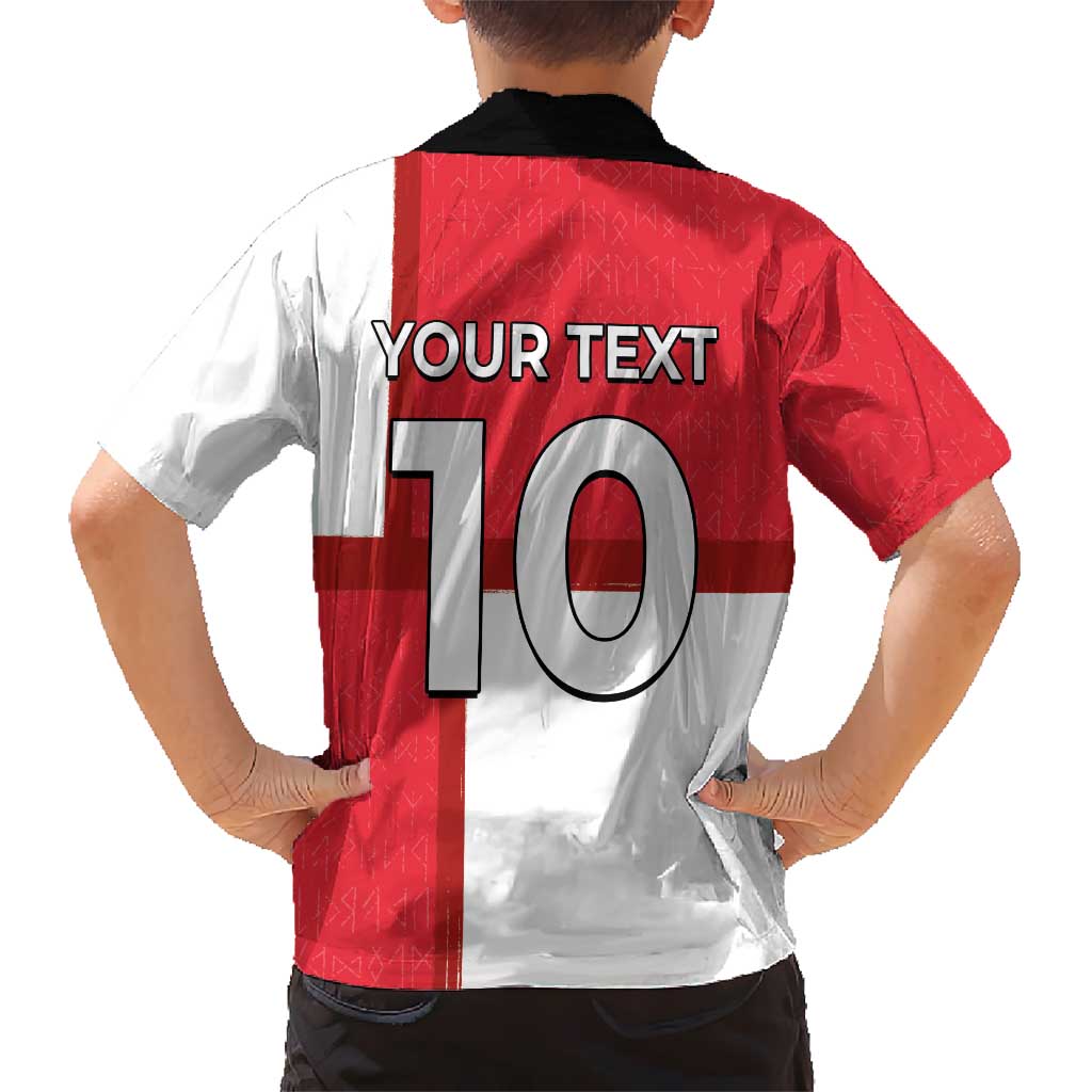Custom Denmark Football Kid Hawaiian Shirt White Grunge Line and Rune Inspired Sporty Style