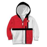 Custom Denmark Football Kid Hoodie White Grunge Line and Rune Inspired Sporty Style