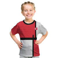 Custom Denmark Football Kid T Shirt White Grunge Line and Rune Inspired Sporty Style