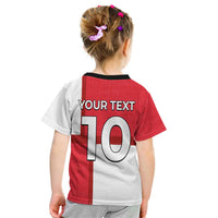 Custom Denmark Football Kid T Shirt White Grunge Line and Rune Inspired Sporty Style