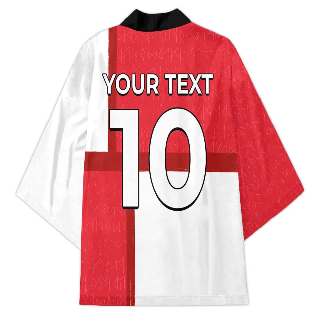 Custom Denmark Football Kimono White Grunge Line and Rune Inspired Sporty Style