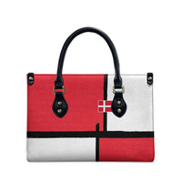 Denmark Football Leather Bag White Grunge Line and Rune Inspired Sporty Style