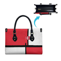 Denmark Football Leather Bag White Grunge Line and Rune Inspired Sporty Style