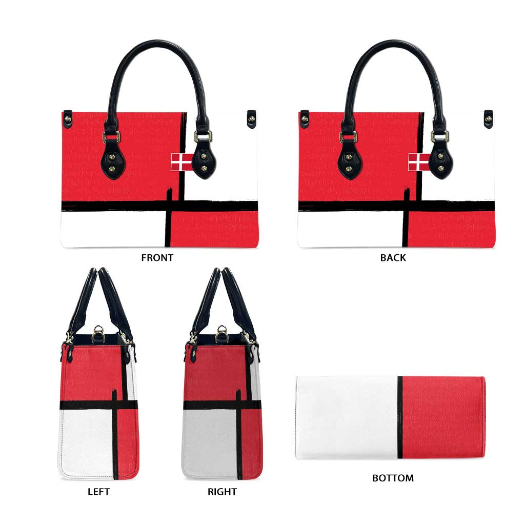 Denmark Football Leather Bag White Grunge Line and Rune Inspired Sporty Style