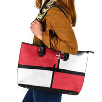 Denmark Football Leather Tote Bag White Grunge Line and Rune Inspired Sporty Style