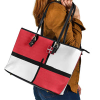 Denmark Football Leather Tote Bag White Grunge Line and Rune Inspired Sporty Style