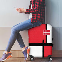 Denmark Football Luggage Cover White Grunge Line and Rune Inspired Sporty Style