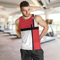 Custom Denmark Football Men Tank Top White Grunge Line and Rune Inspired Sporty Style