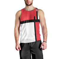 Custom Denmark Football Men Tank Top White Grunge Line and Rune Inspired Sporty Style