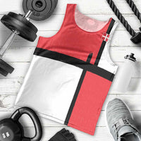 Custom Denmark Football Men Tank Top White Grunge Line and Rune Inspired Sporty Style