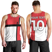 Custom Denmark Football Men Tank Top White Grunge Line and Rune Inspired Sporty Style