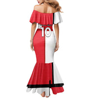Custom Denmark Football Mermaid Dress White Grunge Line and Rune Inspired Sporty Style