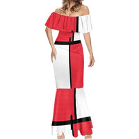 Custom Denmark Football Mermaid Dress White Grunge Line and Rune Inspired Sporty Style