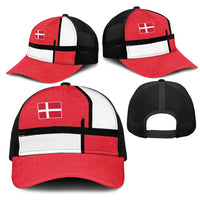 Denmark Football Mesh Trucker Cap White Grunge Line and Rune Inspired Sporty Style