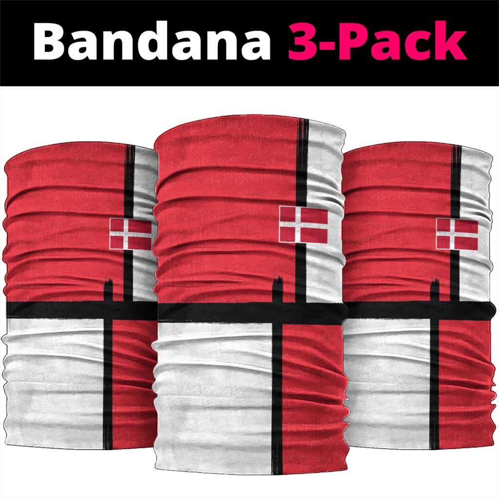 Denmark Football Neck Gaiter White Grunge Line and Rune Inspired Sporty Style