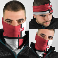 Denmark Football Neck Gaiter White Grunge Line and Rune Inspired Sporty Style