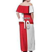Custom Denmark Football Off Shoulder Maxi Dress White Grunge Line and Rune Inspired Sporty Style