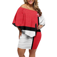 Custom Denmark Football Off Shoulder Short Dress White Grunge Line and Rune Inspired Sporty Style
