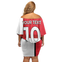Custom Denmark Football Off Shoulder Short Dress White Grunge Line and Rune Inspired Sporty Style