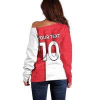 Custom Denmark Football Off Shoulder Sweater White Grunge Line and Rune Inspired Sporty Style