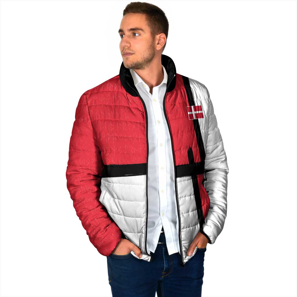 Custom Denmark Football Padded Jacket White Grunge Line and Rune Inspired Sporty Style