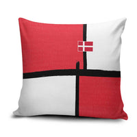Denmark Football Pillow Cover White Grunge Line and Rune Inspired Sporty Style