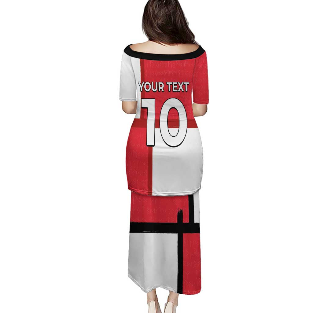 Custom Denmark Football Puletasi White Grunge Line and Rune Inspired Sporty Style