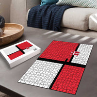 Denmark Football Puzzle White Grunge Line and Rune Inspired Sporty Style