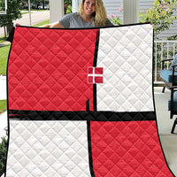 Denmark Football Quilt White Grunge Line and Rune Inspired Sporty Style